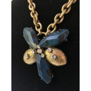 Vintage Gerald Yosca Statement Stone and Rhinestone Floral Necklace